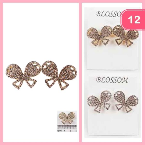 Rhinestone Butterfly Earrings (12 Units)