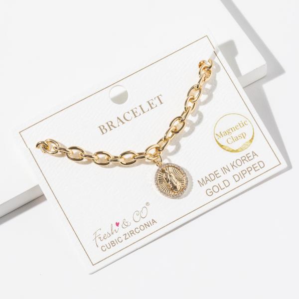 Gold Dipped Cubic Zirconia Guadalupe Bracelet