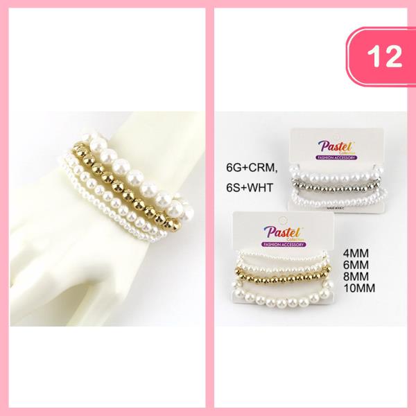 Stackable Pearl Beaded Bracelet (12 Units)
