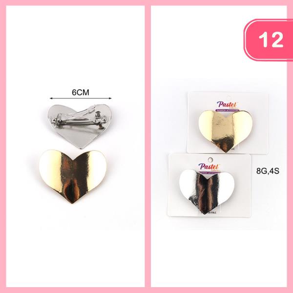 Mini Heart Barrette Clip (12 Units)