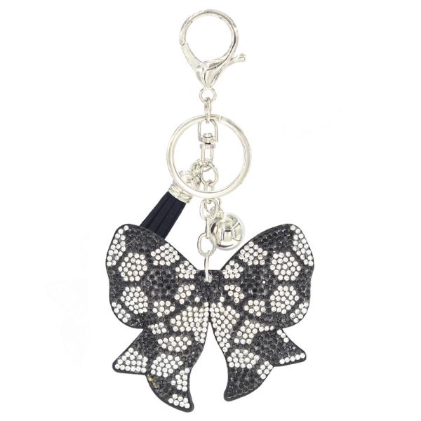 RHINESTONE SOCCER BOW KEYCHAIN