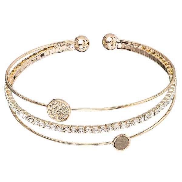 3 Line Cubic Zirconia Round Shape Wire Bracelet