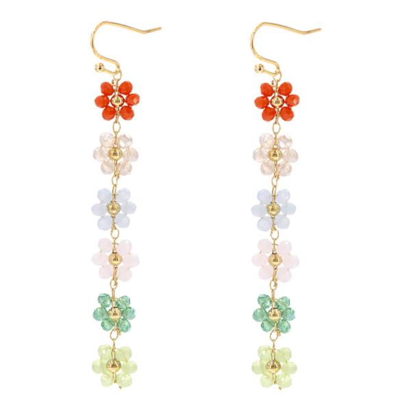 Beaded Flower Linear Earring