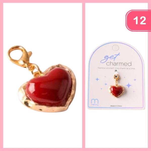 Chunky Heart Hammered Charm (12 Units)