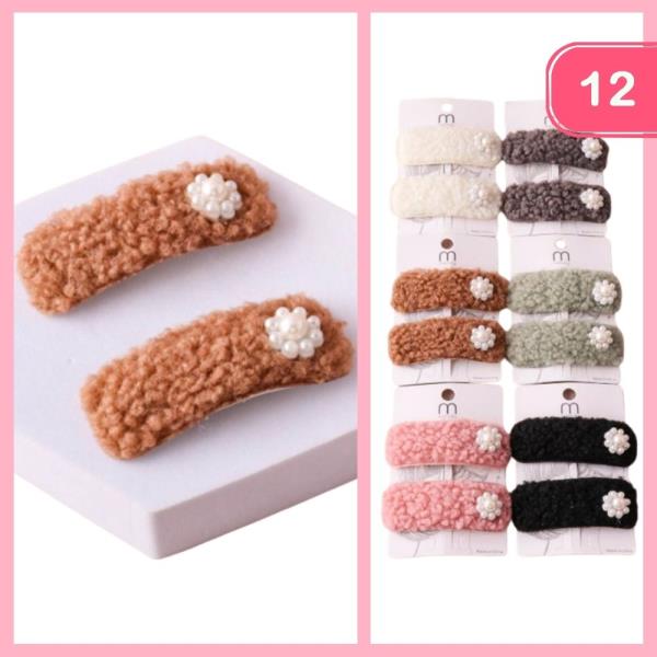 Terry Pearl Flower Snap Clips (12 Units)