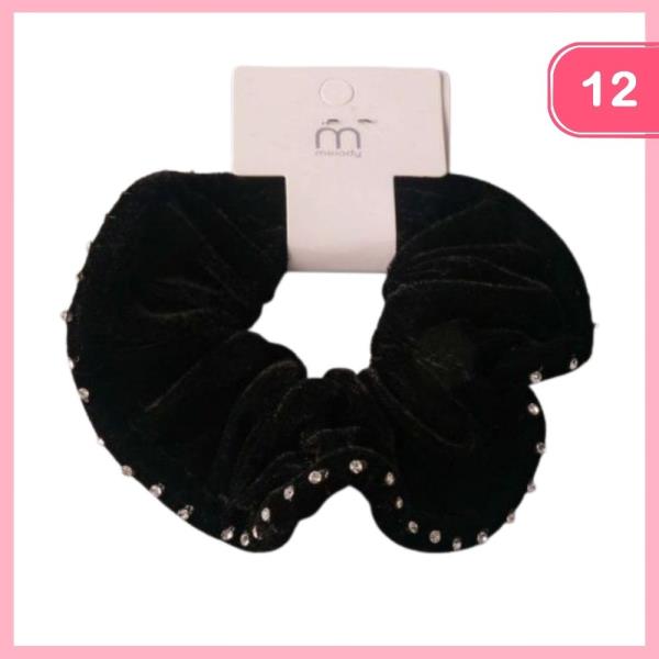 Rhinestone Velvet Scrunchie (12 Units)