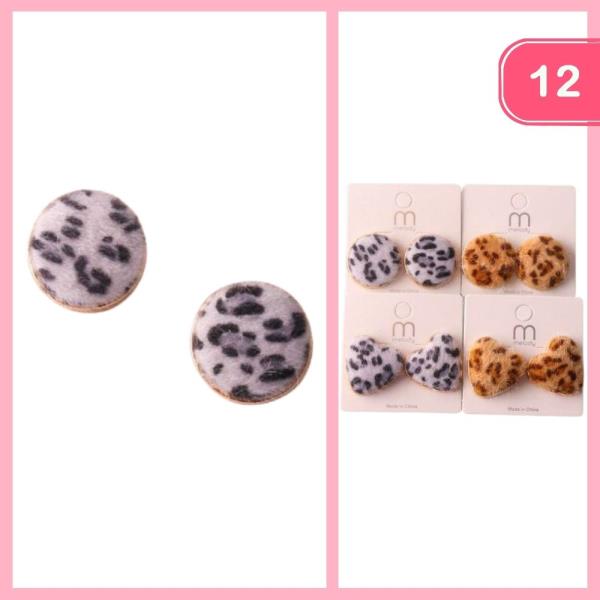 Leopard Fur Posting Earring (12 Units)
