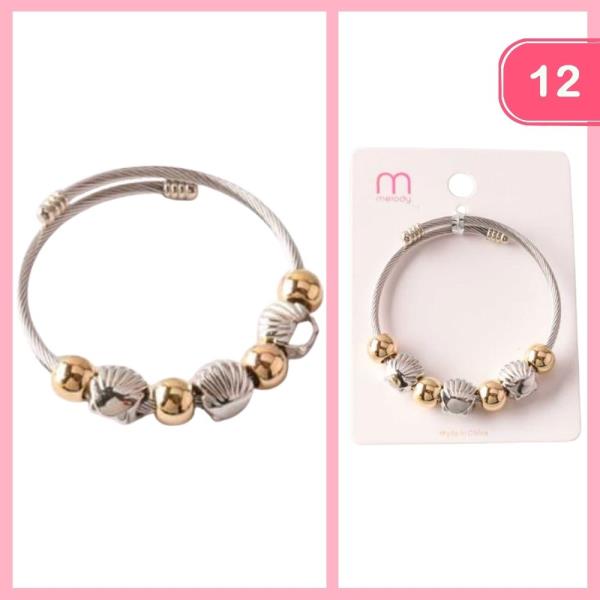 Shell Beaded Coil Wrap Bracelet (12 Units)