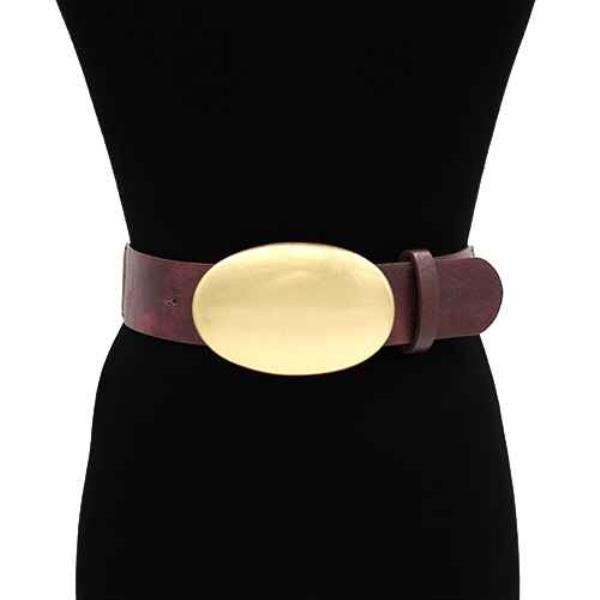 Metal Oval Buckle Leather Belt