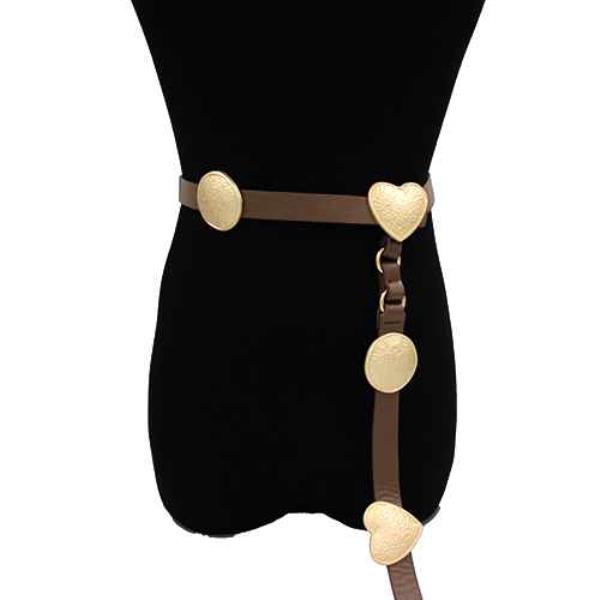 METAL HEART ACCENT LEATHER STRAP HARNESS BELT