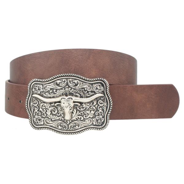 FLORAL MOTIFF LONGHORN ACCENT BELT