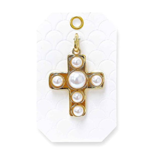 PEARL CROSS BAG CHARM