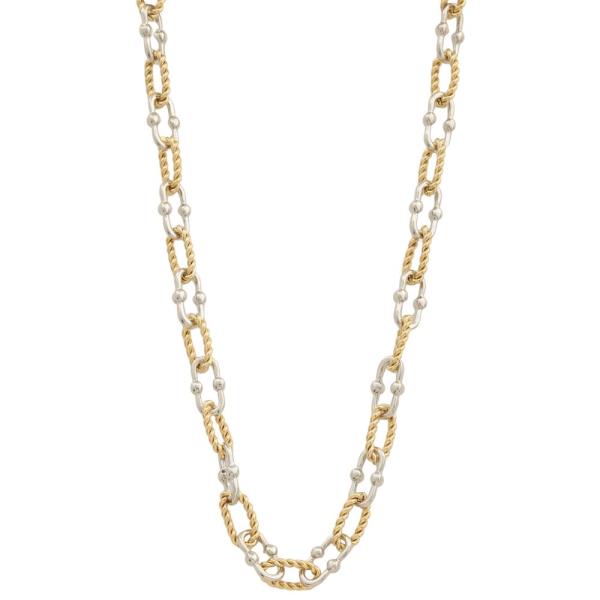 Gold Dipped Two Tone Metal Chain Necklace