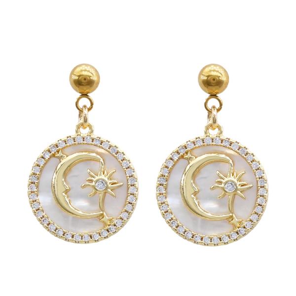 Moon and Star Stainless Steel Dangle Earring