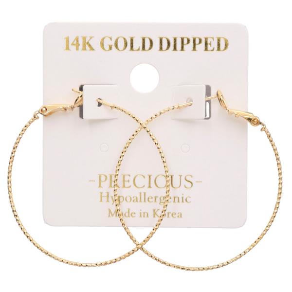14K GOLD DIPPED TEXTURED HOOP EARRING