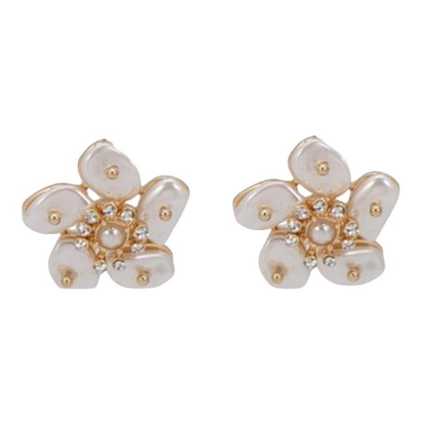 Pearl Metal Floral Stud Earring