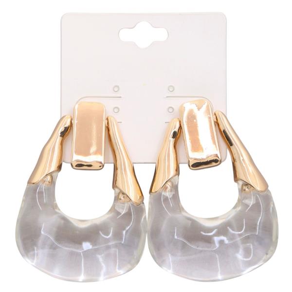 Resin Metal Teardrop Post Earring