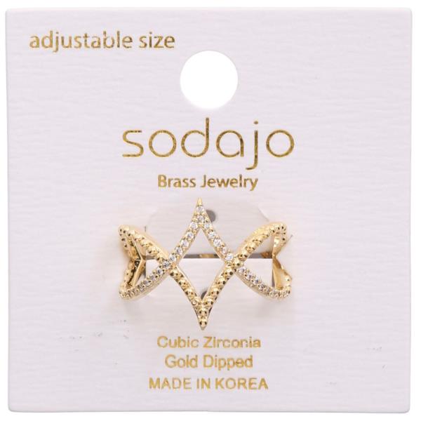 SODAJO CZ Metal Gold Dipped Adjustable Ring