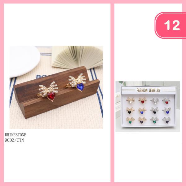 Rhinestone Heart Ring (12 Units)