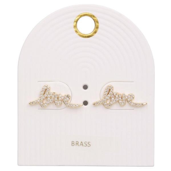 Cursive Love Rhinestone Post Earring