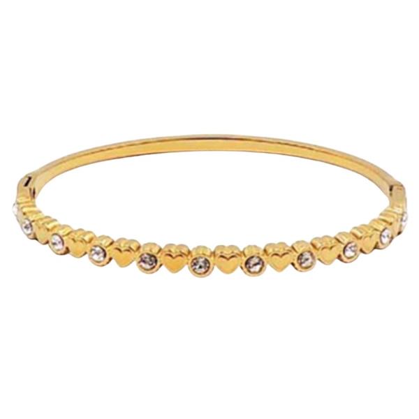 Stainless Steel Crystal Heart Bangle Bracelet