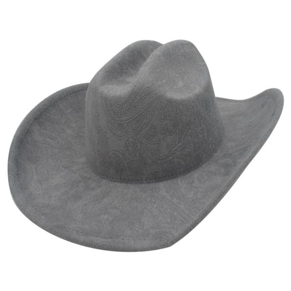 Vintage Paisley Printed Microsuede Cowboy Hat