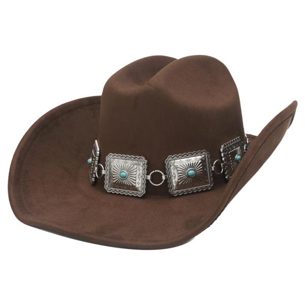 REC RIBBED BEAM CONCHO BAND MICROSUEDE COWBOY HAT
