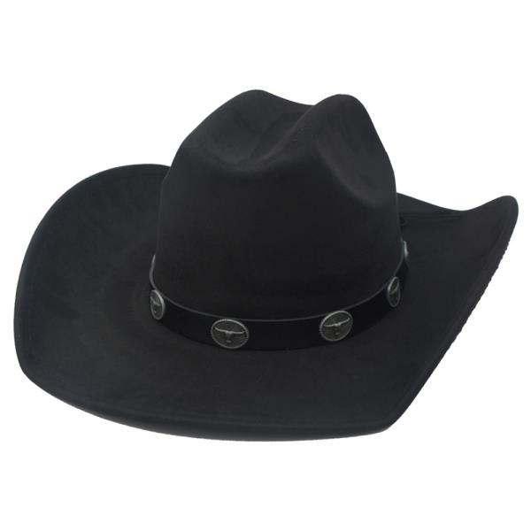 Longhorn Leatherette Microsuede Cowboy Hat