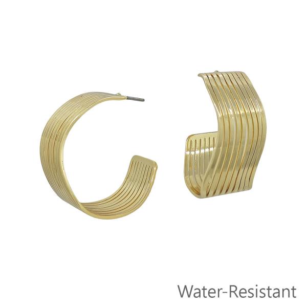 WAVE TEXTURED METAL MULTI LAYERED HOOP EARRING