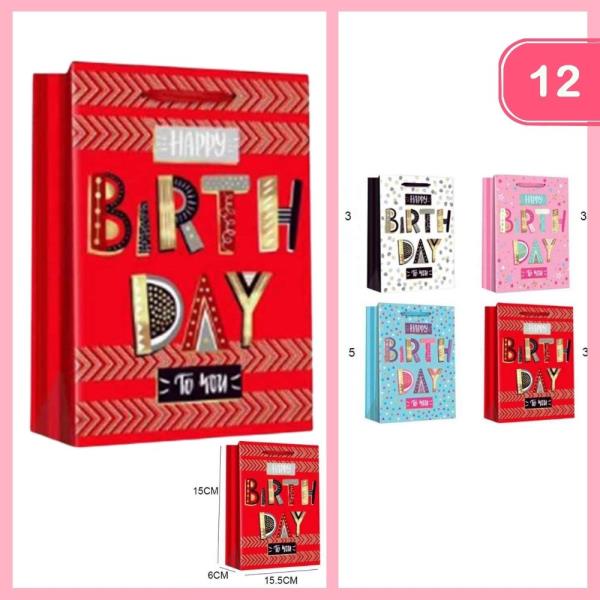Happy Birthday Gift Bag (12 Units)