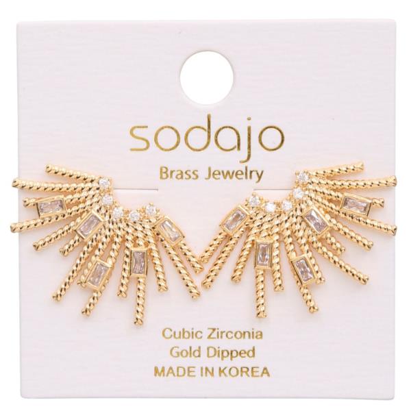 SODAJO Textured CZ Gold Dipped Earring