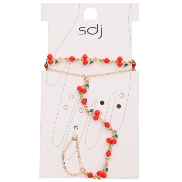 SDJ Cherry Charm Metal Hand Chain