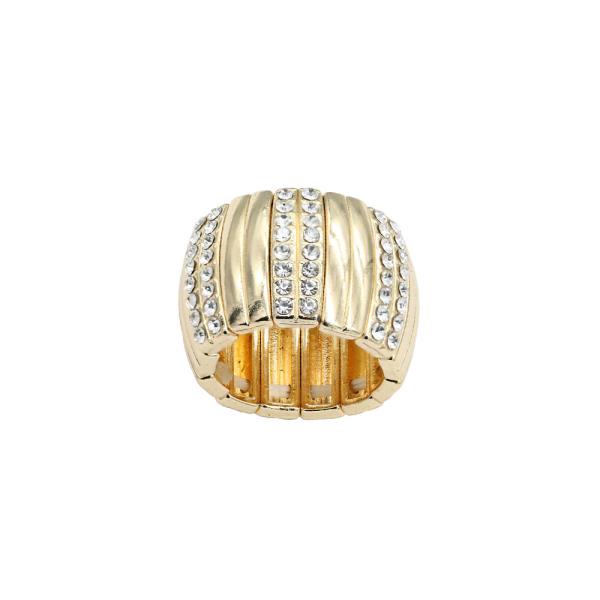 Gold Plated with Clear Stone Stretch Ring
