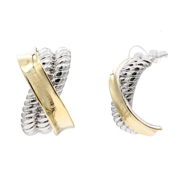 14K Two Tone Hoop Earring