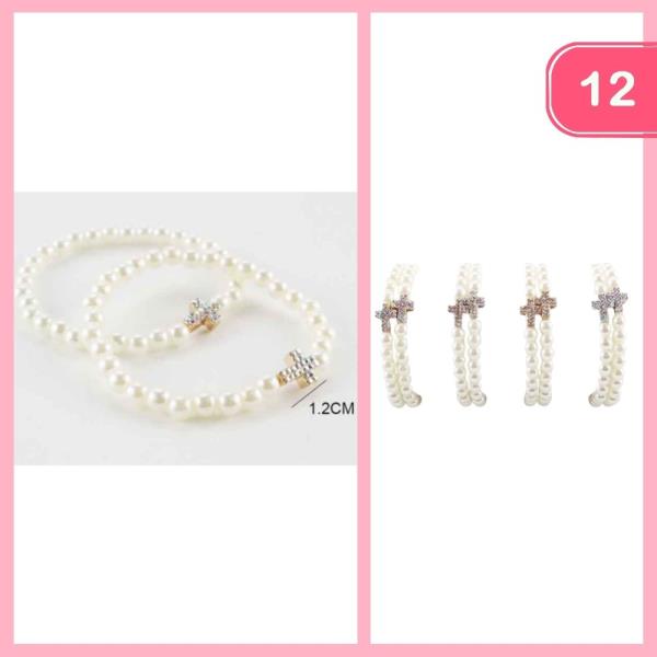 Rhinestone Cross Beaded Bracelet (12 Units)