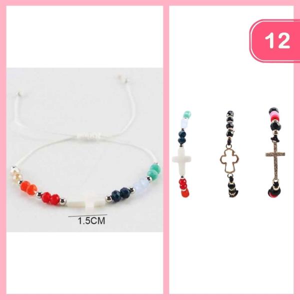 Cross Pendant Beaded Bracelet (12 Units)