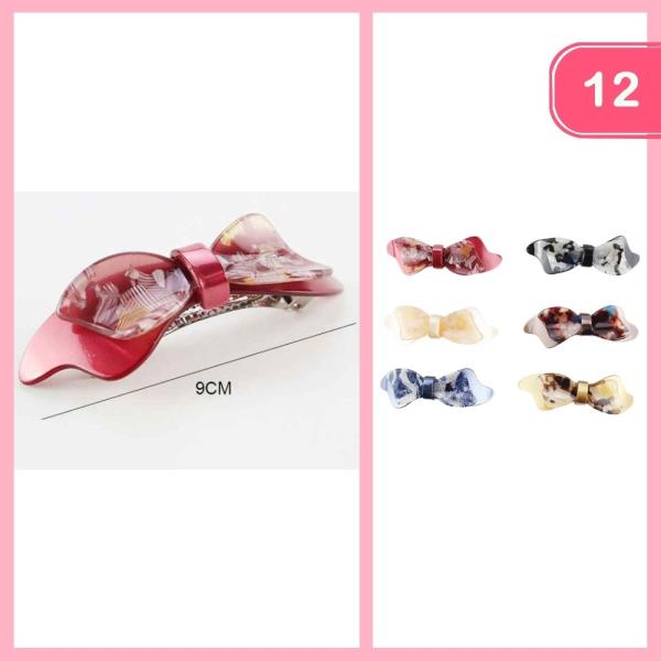 Bow Barrette Hair Clip (12 Units)