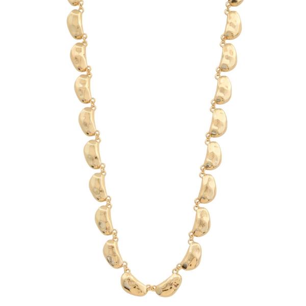 Hammered Metal Half Circle Link Necklace