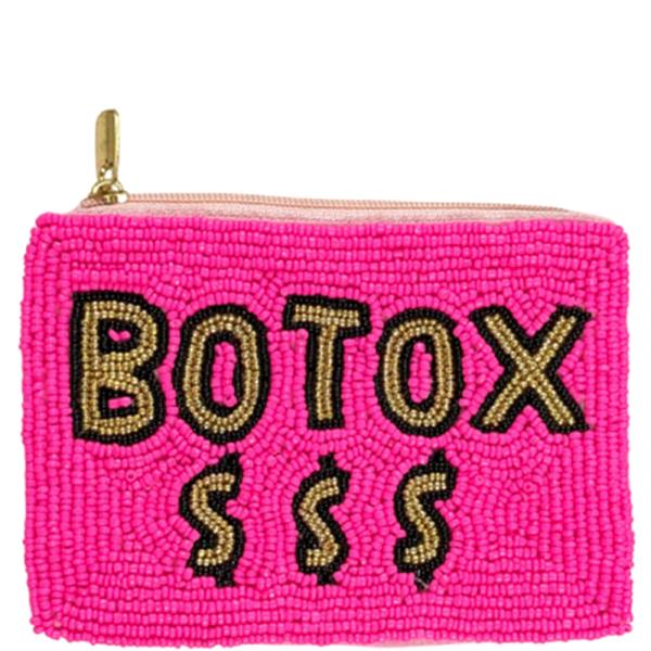 BOTOX MONEY THEME BEADED ZIPPER COIN PURSE BAG POUCH