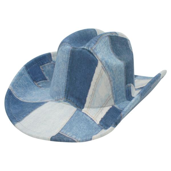 Patchwork Denim Cowboy Hat