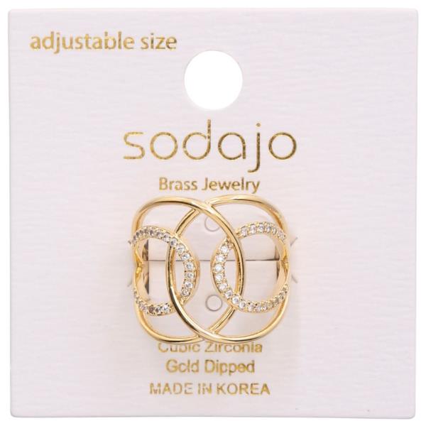 SODAJO Circle Link CZ Gold Dipped Adjustable Ring