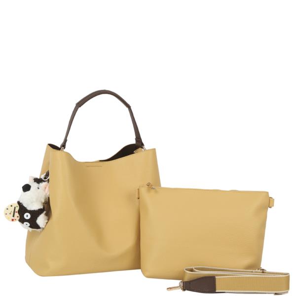 2IN1 Smooth Handle Tote Bag W Crossbody Set