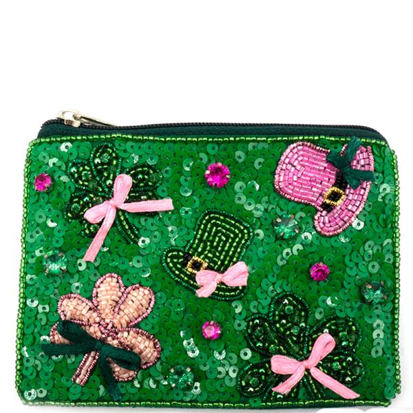 Seed Bead St Patrick Theme Coin Bag