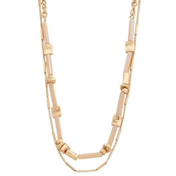 Metal Bead Link Layered Necklace