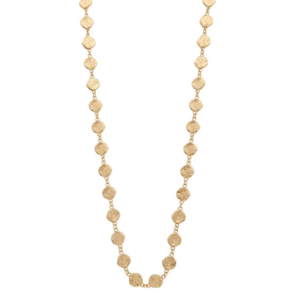 Textured Coin Chain Link Metal Necklace