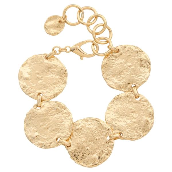 Hammered Metal Wide Round Chain Bracelet