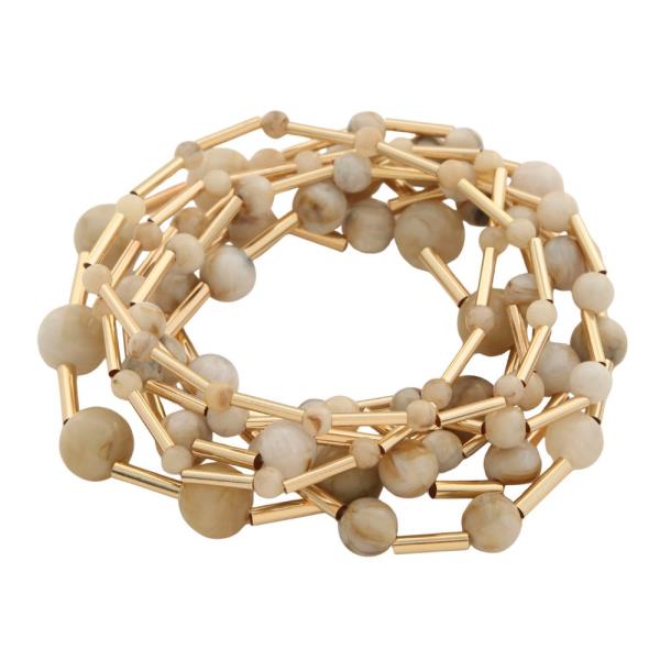 Translucent Bead Wire Elastic Multi Bracelet Set