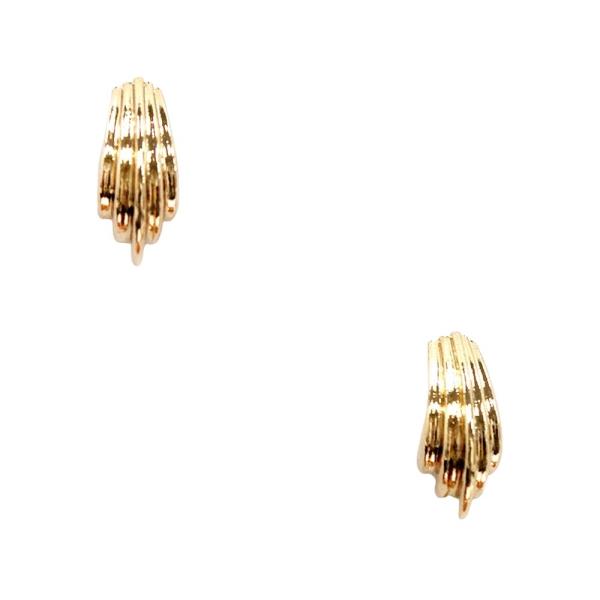 Ridged Metal Huggie Hoop Earring