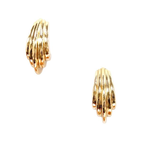 Ridged Metal Huggie Hoop Earring