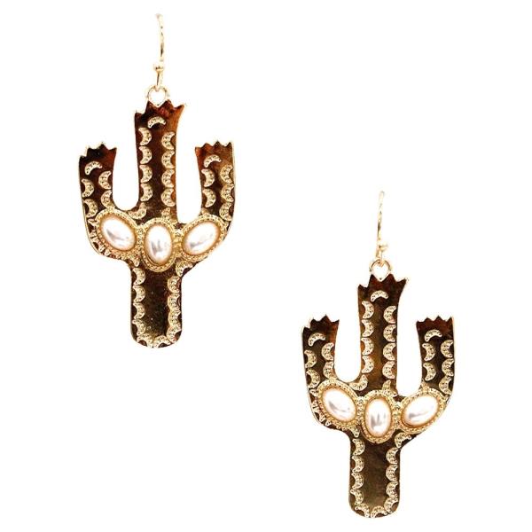 Western Metal Cactus Dangle Earring